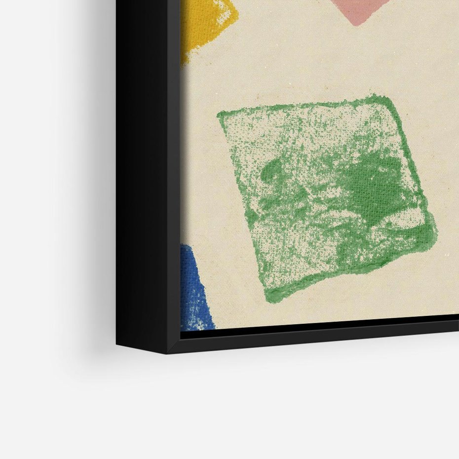 Obraz w ramie 50x50 - Tęczowe Rytmy - kolorowe tęczowe kwadraty, wesoły kolaż - rama czarna