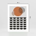 Plakat bez ramy 30x40 - Geometryczna Ekspresja - geometryczny graficzny obraz, pomarańczowe koło