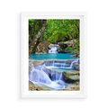 Plakat w ramie 50x70 - Siła Rzeki i Urok Wodospadu - rzeka, wodospad - rama biała