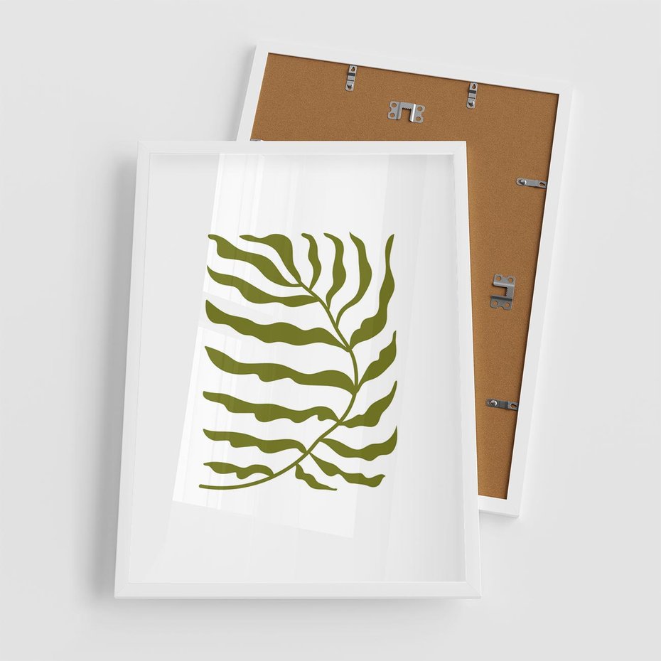 Plakat w ramie 50x70 - Rytmy Chaosu - roślina, gałązka - rama biała