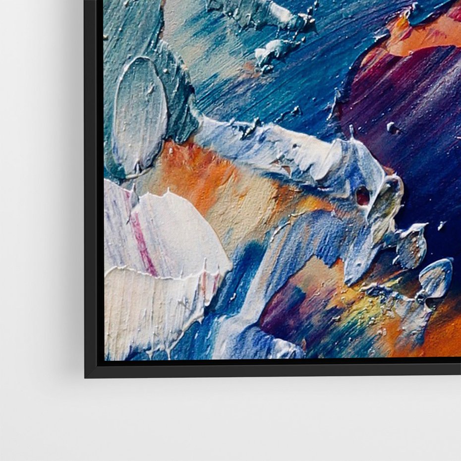 Obraz w ramie 70x100 - Rytmy ukrytych pragnień - chaos i abstrakcja, plamy koloru - rama czarna