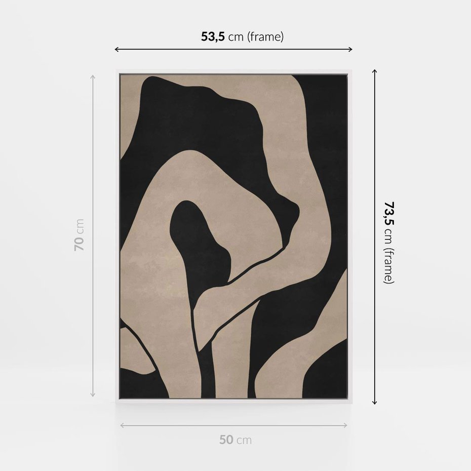 Obraz w ramie 50x70 - Nocne Pochłonięcia - abstrakcyjne linie, mroczny plakat - rama biała