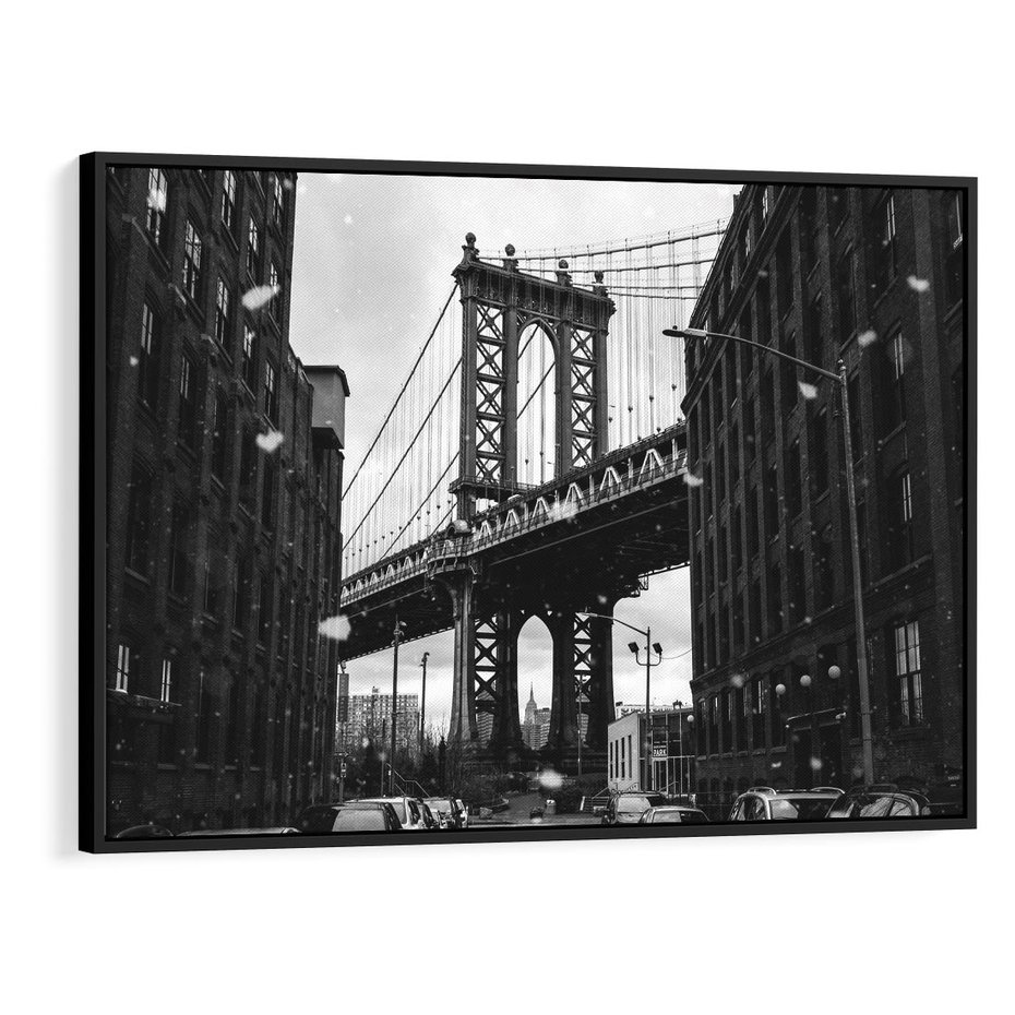 Obraz w ramie 100x70 - Ikona Miasta - Nowy Jork, most - rama czarna