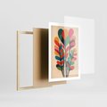 Plakat w ramie 50x70 - Symfonia Wzrokowych Impresji - abstrakcyjny kolorowy tęczowy obraz, inspiracje roślinne - rama drewno