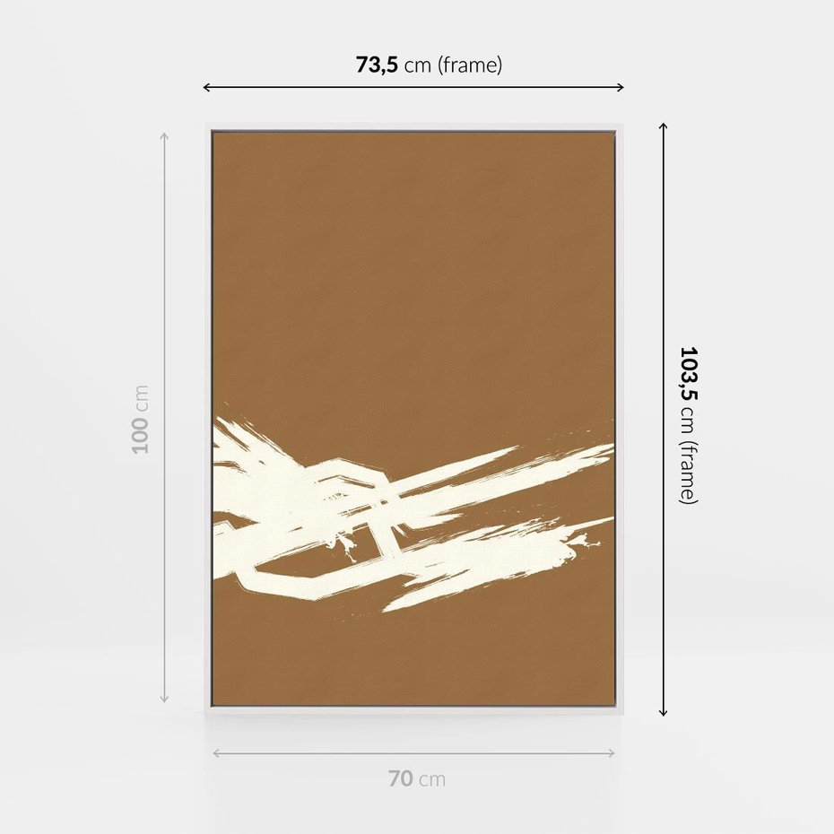 Obraz w ramie 70x100 - Taniec Energii - abstrakcyjne kreski, maźnięcia - rama biała