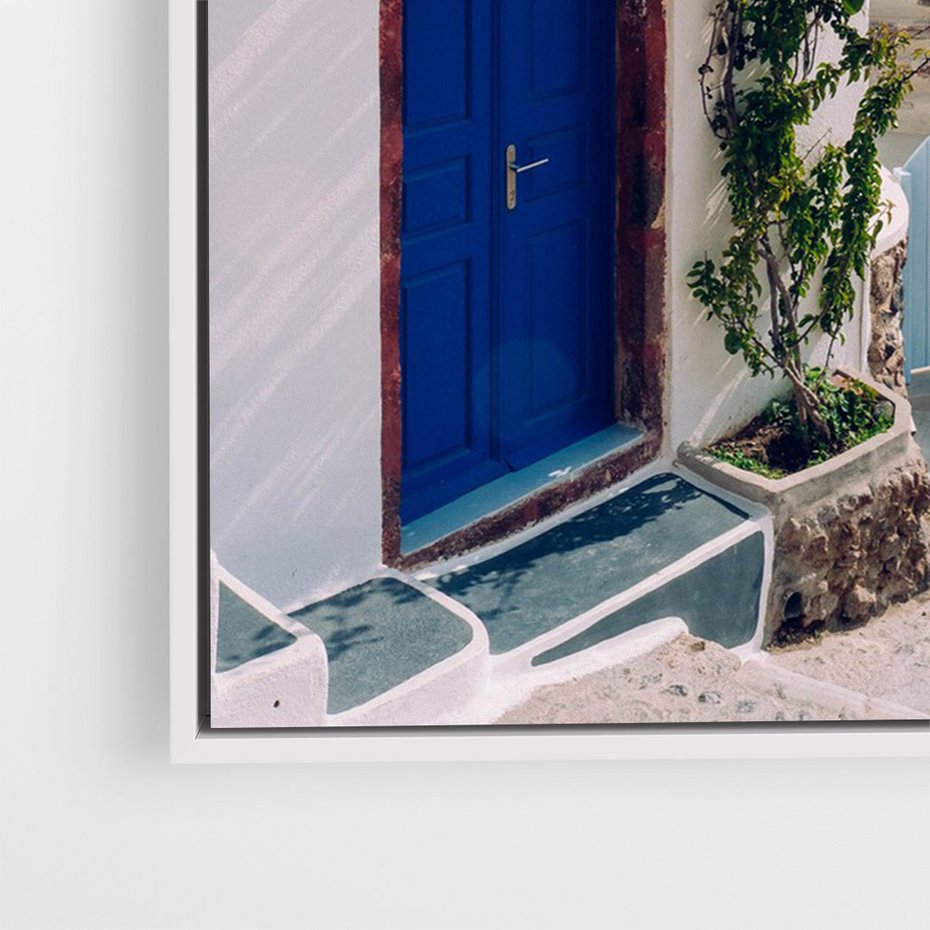 Obraz w ramie 70x100 - Urok Greckiej Wyspy - Santorini, Grecja - rama biała