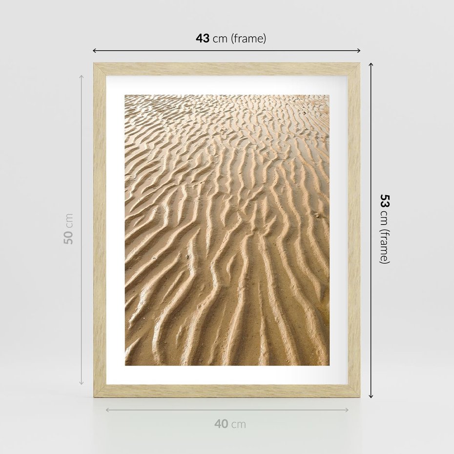 Plakat w ramie 40x50 - Piasek i Nieskończoność - pustynia, piasek - rama drewno