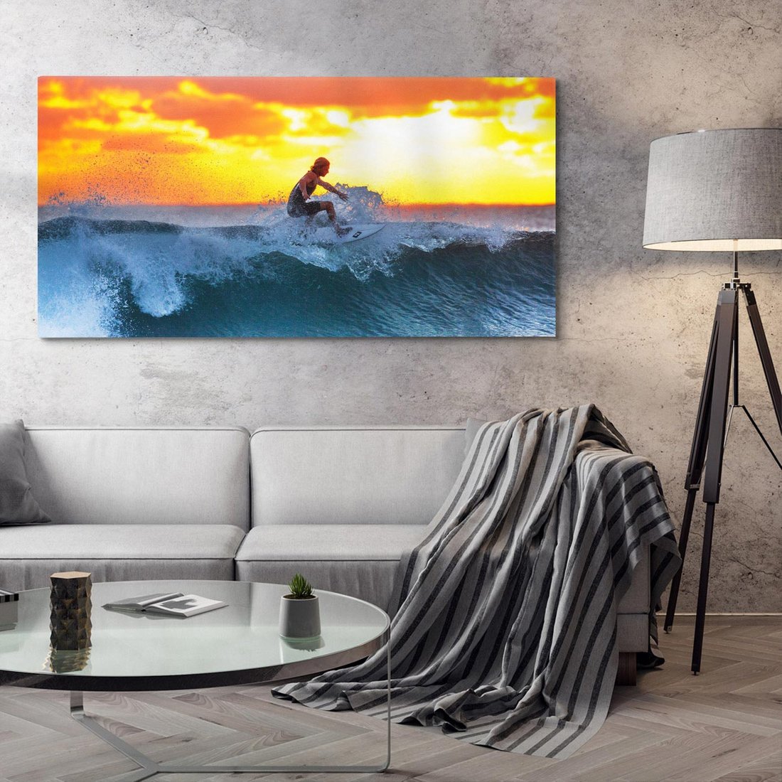 Obraz na płótnie 140x70 - Surfer na falach morza: Spotkanie z wolnością - surfer, surfing