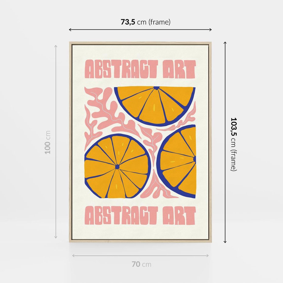 Obraz w ramie 70x100 - Podróżne Wizje - typografia, cytryny - rama drewno