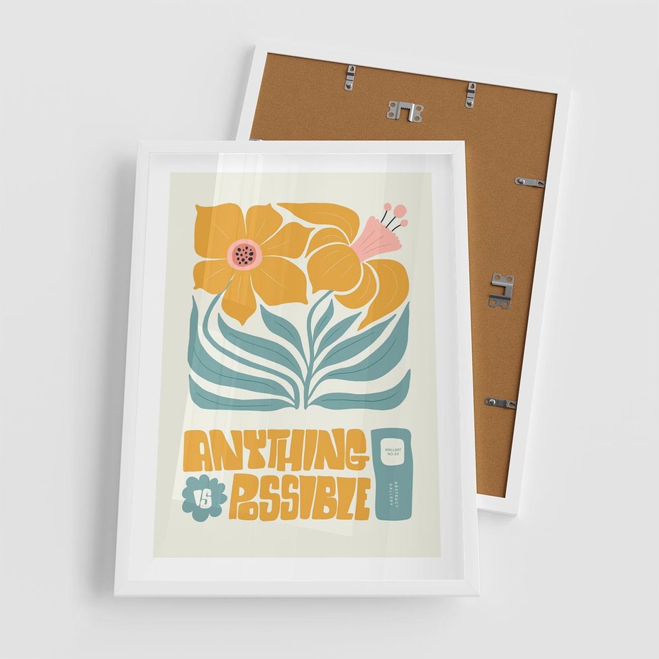 Plakat w ramie 50x70 - Kolorowa Harmonia - sztuka nowoczesna, pastelowe kwiaty - rama biała