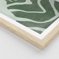 Plakat w ramie 50x70 - Zieleń Odpoczynku - zielony plakat, nieregularne splątane linie - rama drewno