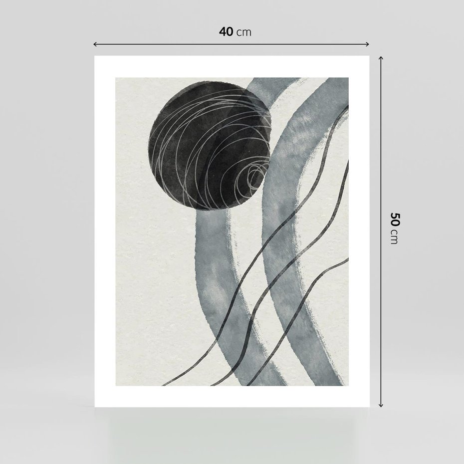 Plakat bez ramy 40x50 - Abstrakcyjne Kształty w Szarościach - abstrakcja, akwarelowe plamy