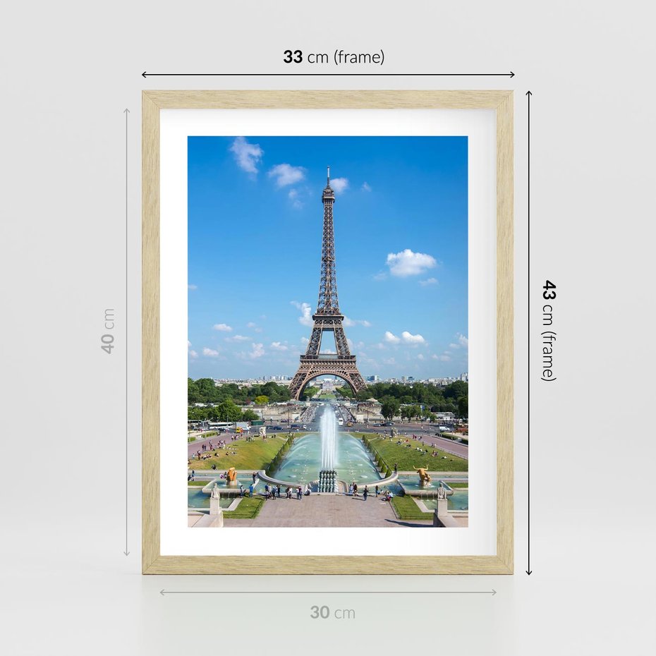 Plakat w ramie 30x40 - Wieża Eiffla - Eiffla, Paryż - rama drewno