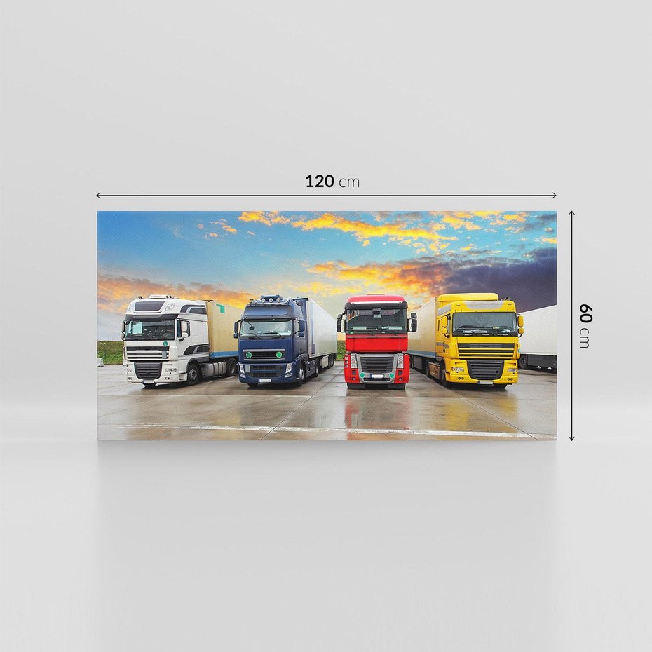 Obraz na płótnie 120x60 - Tiry i samochody w ruchu - ciężarówki, tiry
