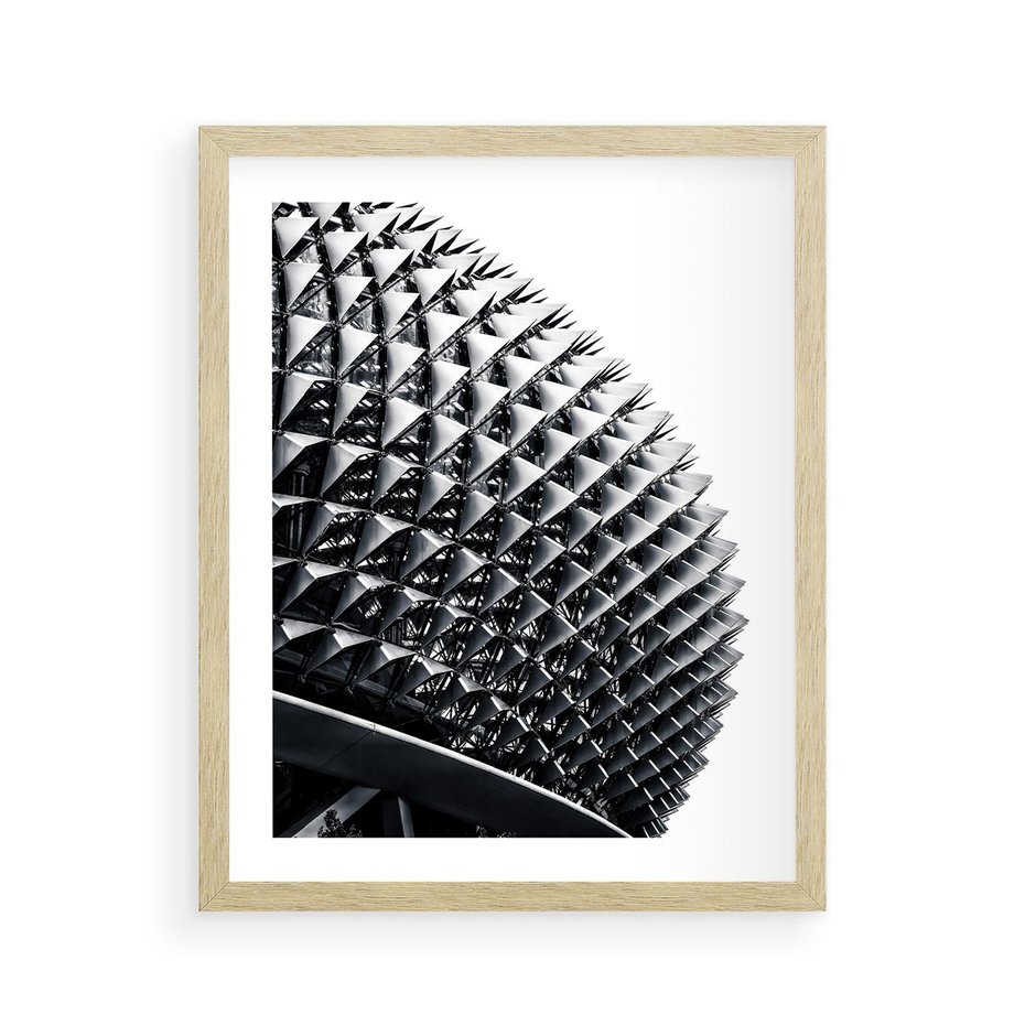 Plakat w ramie 40x50 - Nowoczesność w Czerni i Bieli: Architektoniczna Piękność - nowoczesna architektura, black and white - rama drewno