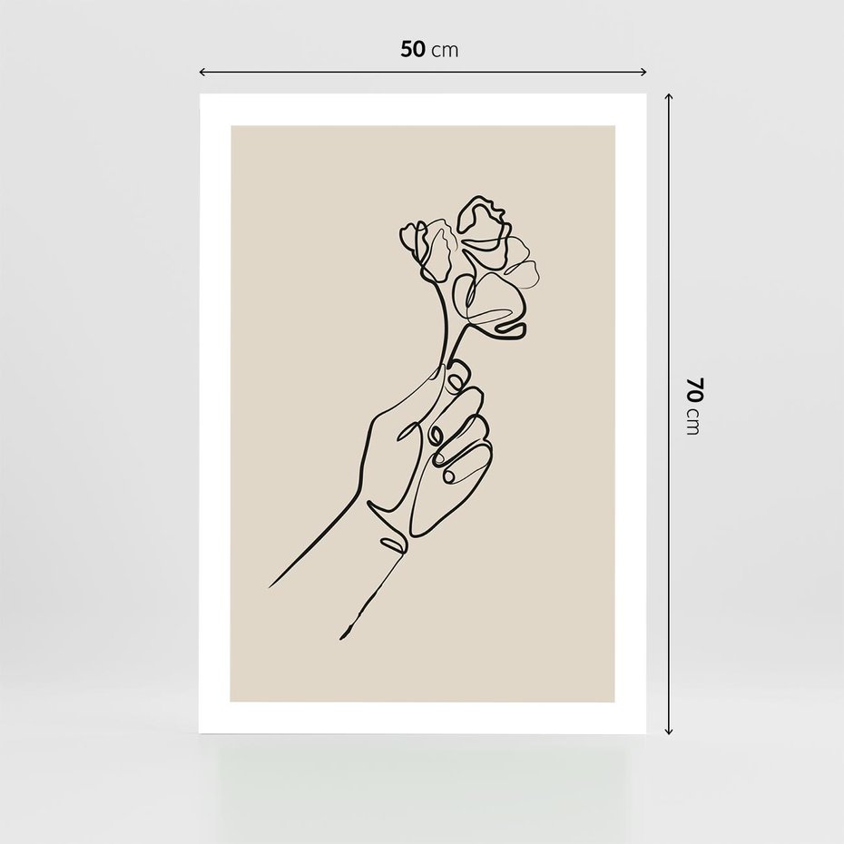Plakat bez ramy 50x70 - Szkic Kwiatu - kwiat w dłoni, szkic