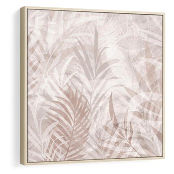 Obraz w ramie 50x50 - Pejzaż zaklętych uczuć - monochromatyczne, w odcieniach beżu - rama drewno