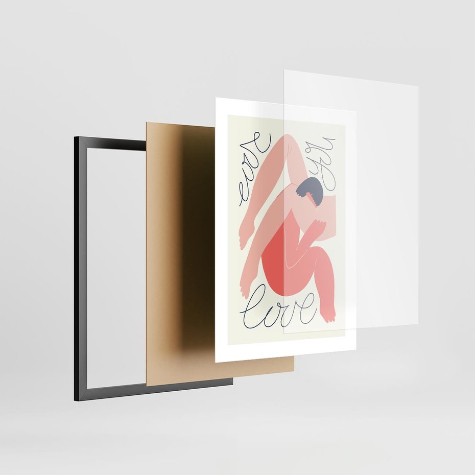 Plakat w ramie 30x40 - Dźwięk ciszy na płótnie - para zakochanych, graficzny obraz - rama czarna