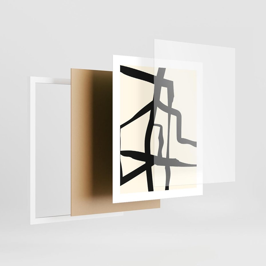 Plakat w ramie 40x50 - Impresje Wymiaru - linie, abstrakcja - rama biała