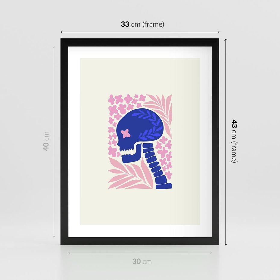 Plakat w ramie 30x40 - Żart z Czaszką - abstrakcja, sztuka nowoczesna - rama czarna