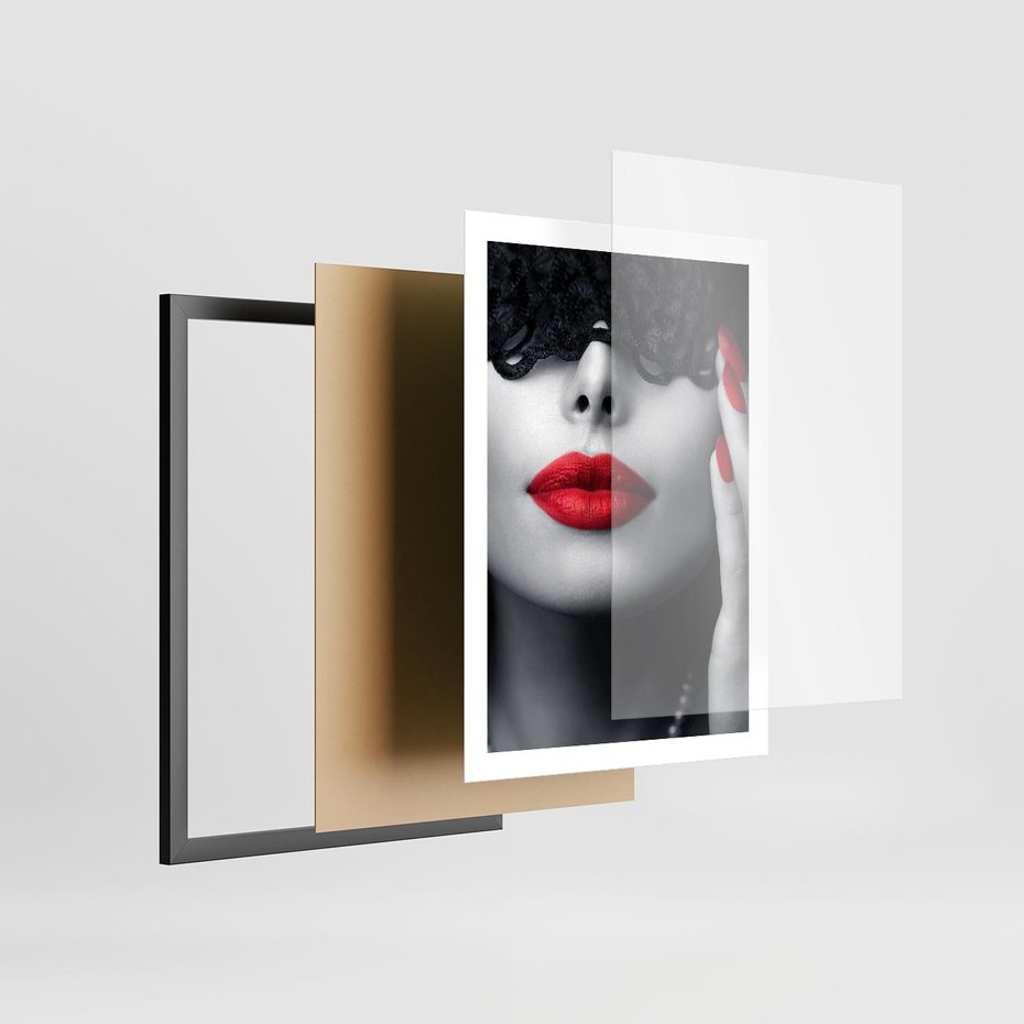 Plakat w ramie 50x70 - Piękno usta i szminka - usta, szminka - rama czarna