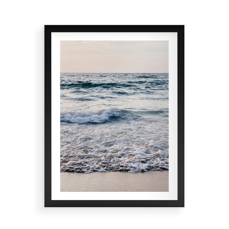 Plakat w ramie 50x70 - Malowniczy Nadmorski Krajobraz - morze, fale - rama czarna