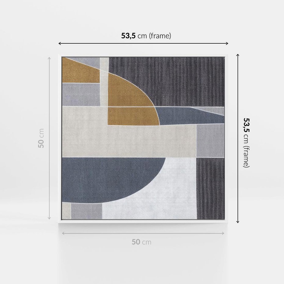 Obraz w ramie 50x50 - Odbicie wschodzącego jutra - graficzne kształty, geometria - rama biała