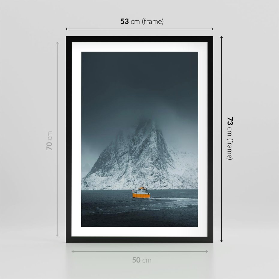 Plakat w ramie 50x70 - Skandynawski pejzaż - skadynawski, pejzaż - rama czarna