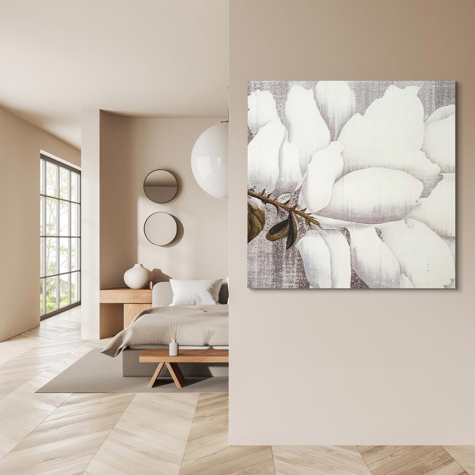 Obraz na płótnie 40x40 - Tekstura Kwiatu - białe kwiaty, duży kwiat