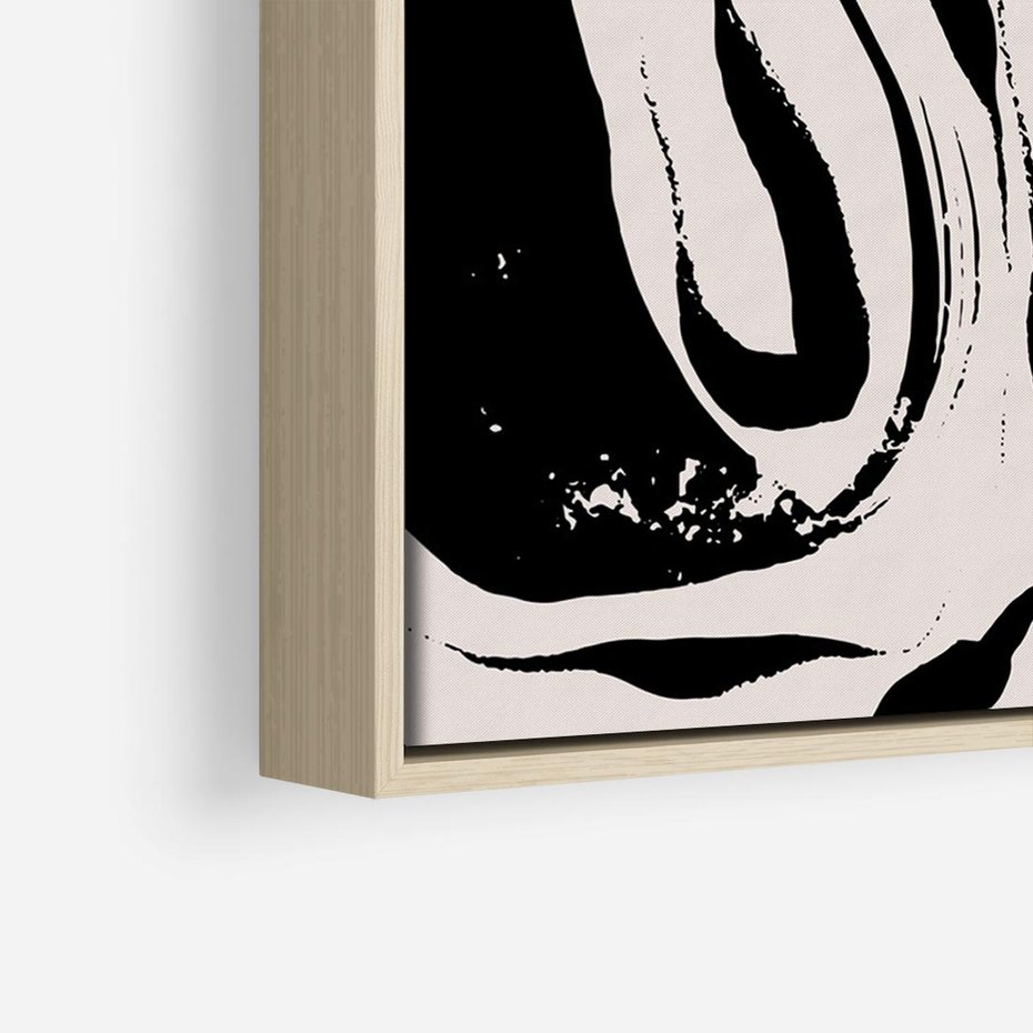 Obraz w ramie 100x70 - Wibracje w ciemnościach duszy - czarno biała abstrakcja, nieregularne rozmyte linie - rama drewno
