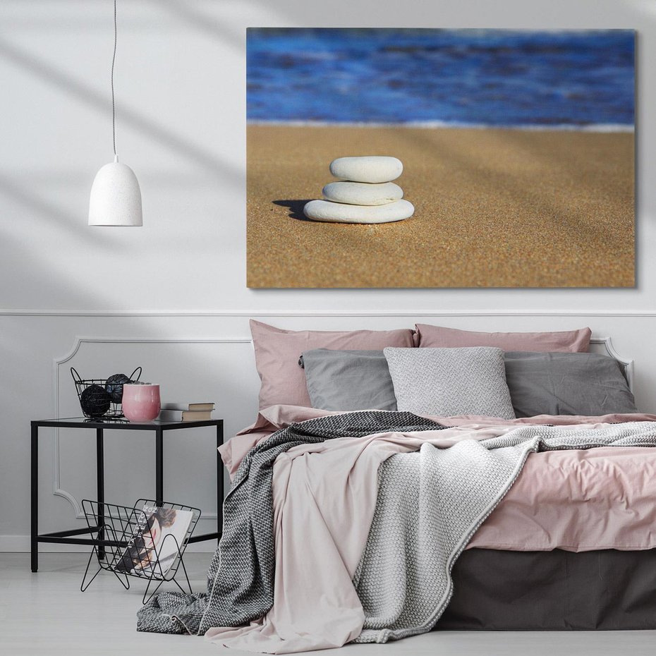 Obraz na płótnie 100x70 - Kamienie na plaży nad morzem - kamienie, plaża