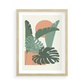 Plakat w ramie 50x70 - Abstrakcyjne Tropiki - liście, rośliny tropikalne w graficznym stylu - rama drewno
