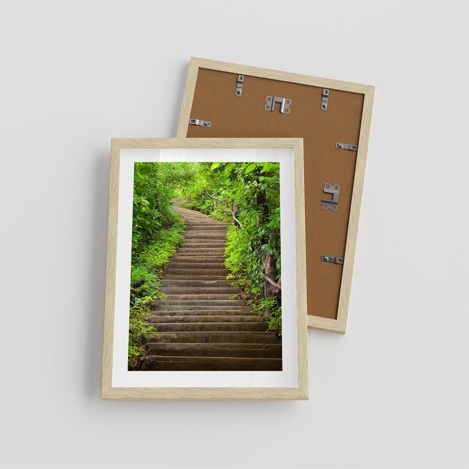 Plakat w ramie 30x40 - Magia Leśnej Ścieżki - ścieżka, w lesie - rama drewno