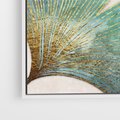 Obraz w ramie 70x50 - Złota Melodia Liści - złote, turkusowe liście miłorzębu - rama biała
