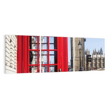 Obraz na płótnie 90x30 - Ikoniczna budka telefoniczna w Londynie - budka, telefoniczna