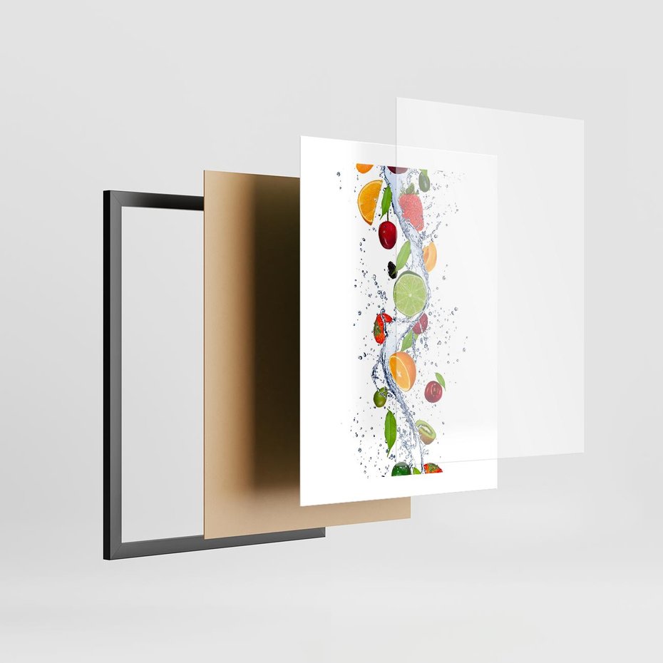 Plakat w ramie 30x40 - Kulinarne Inspiracje - owoce, woda - rama czarna