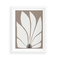 Plakat w ramie 50x70 - Ekspresyjne Kontury - abstrakcyjny kwiat, beże i brązy - rama biała