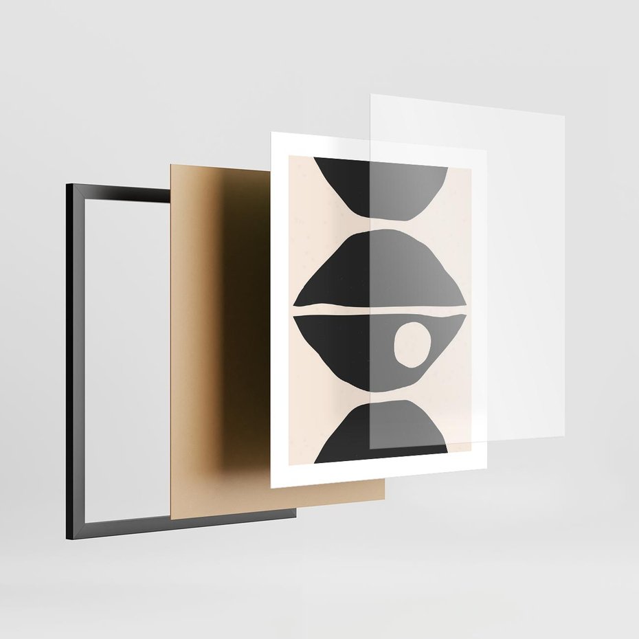 Plakat w ramie 40x50 - Nowoczesna Sztuka na Beżowym Tle - nowoczesna sztuka, abstrakcja - rama czarna