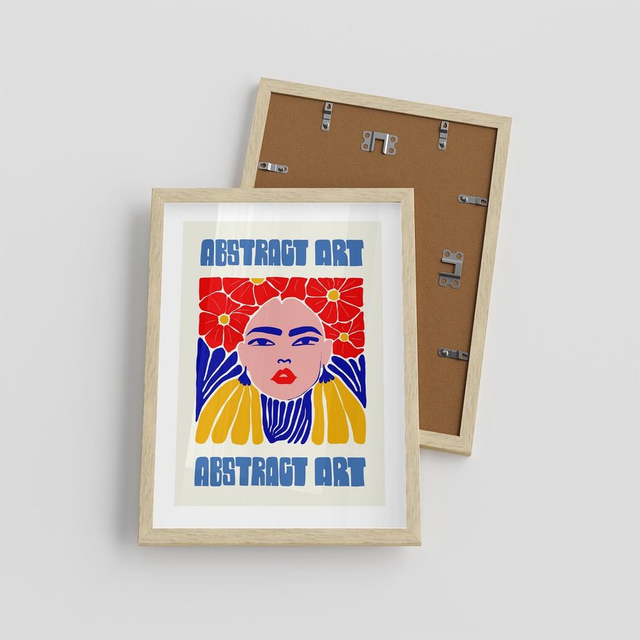 Plakat w ramie 30x40 - Przenikające Refleksje - sztuka abstrakcyjna, nowoczesny plakat - rama drewno