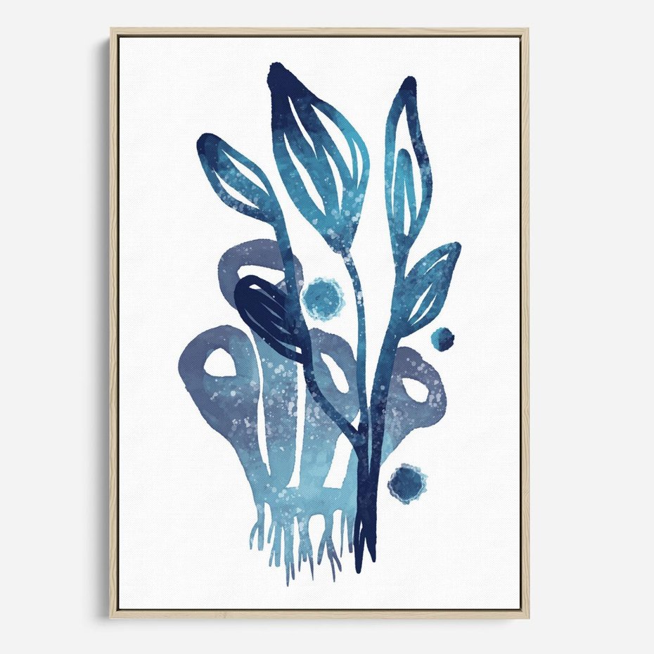 Obraz w ramie 80x120 - Akwarelowy Błękit - pastelowy, abstrakcyjny plakat - rama drewno