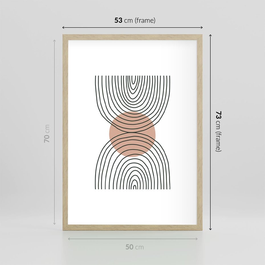 Plakat w ramie 50x70 - Przenikające Widzenia - półkola, koło - rama drewno