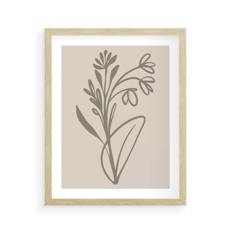 Plakat w ramie 40x50 - Kwiatowe Spektrum - nowoczesny plakat, subtelna sztuka - rama drewno