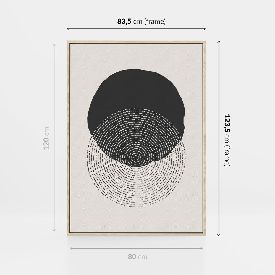 Obraz w ramie 80x120 - Boho Przenikanie Uroku - abstrakcyjna kompozycja, okręgi - rama drewno