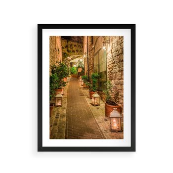 Plakat w ramie 30x40 - Perspektywa Uliczki Miejskiej - uliczka, perspektywa - rama czarna