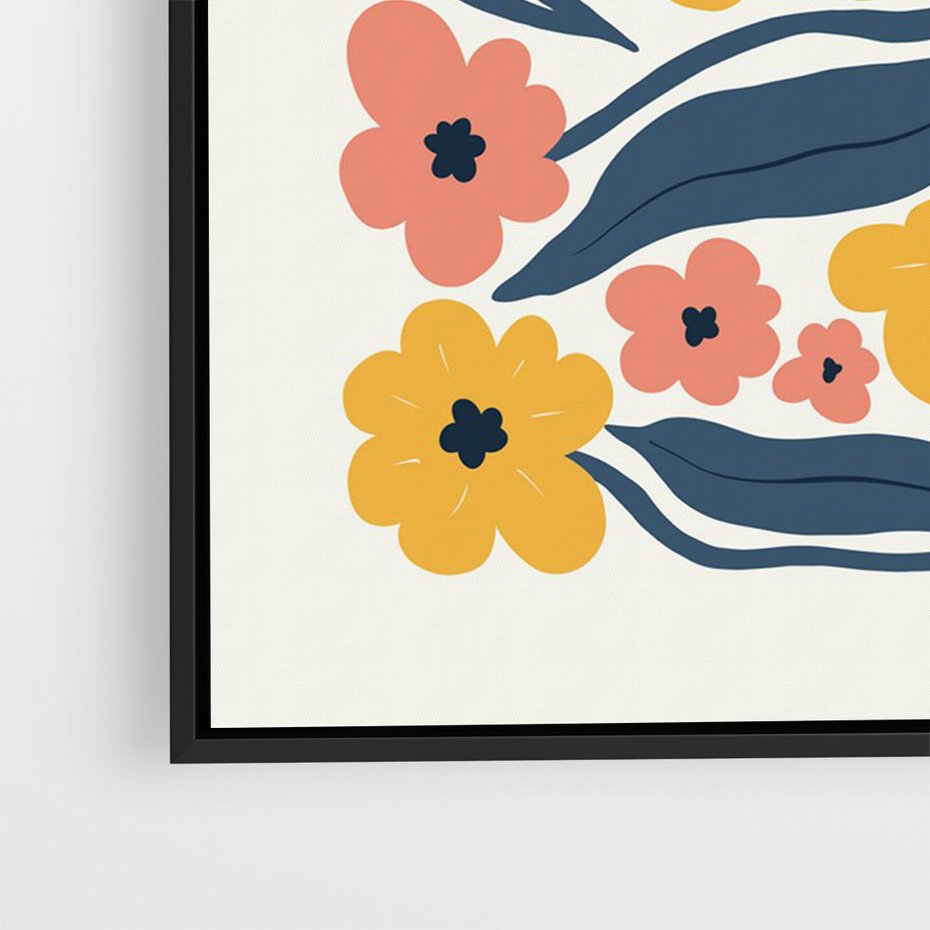 Obraz w ramie 70x100 - Pastelowe Impresje - pastelowe kwiaty, abstrakcyjna kompozycja - rama czarna