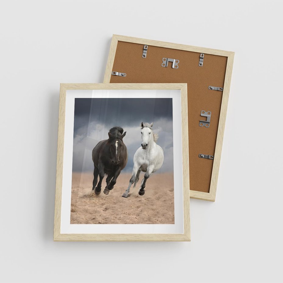 Plakat w ramie 40x50 - Siła koni w galopie - konie, galop - rama drewno