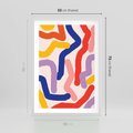 Plakat w ramie 50x70 - Abstrakcyjne Dialogi - abstrakcyjny kolorowy obraz, kolorowe linie - rama biała