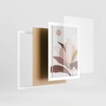 Plakat w ramie 50x70 - Pastelowa Uroda Natury: Kwiat z Złotymi Akcentami - pastelowa grafika, kwiat - rama biała