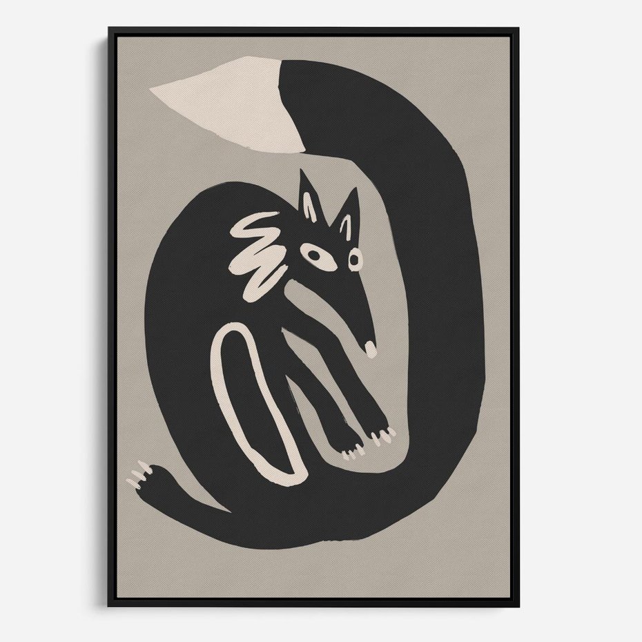 Obraz w ramie 70x100 - Migotliwe Echa Skandynawii - skandynawska sztuka, lis - rama czarna