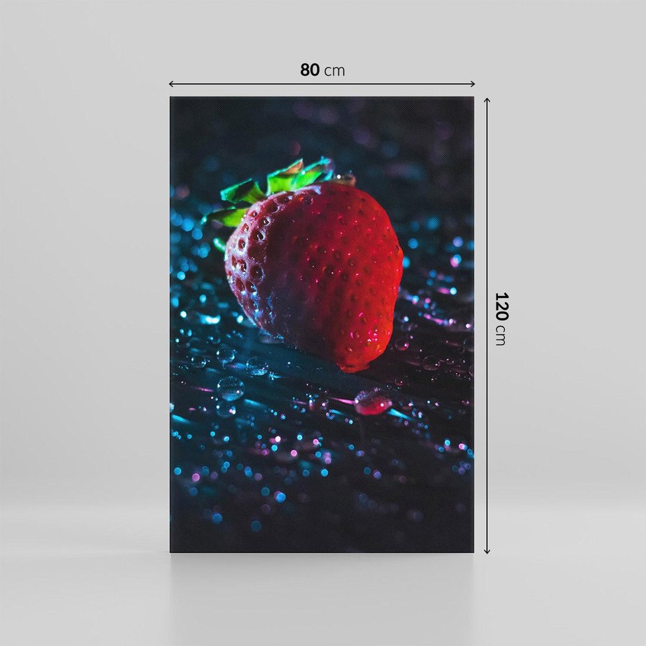 Obraz na płótnie 80x120 - Truskawka Kropelkowy Urok - truskawka, krople